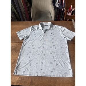 Travis Mathew Tiki Mapes Print Perfect Polo Shirt Mens L